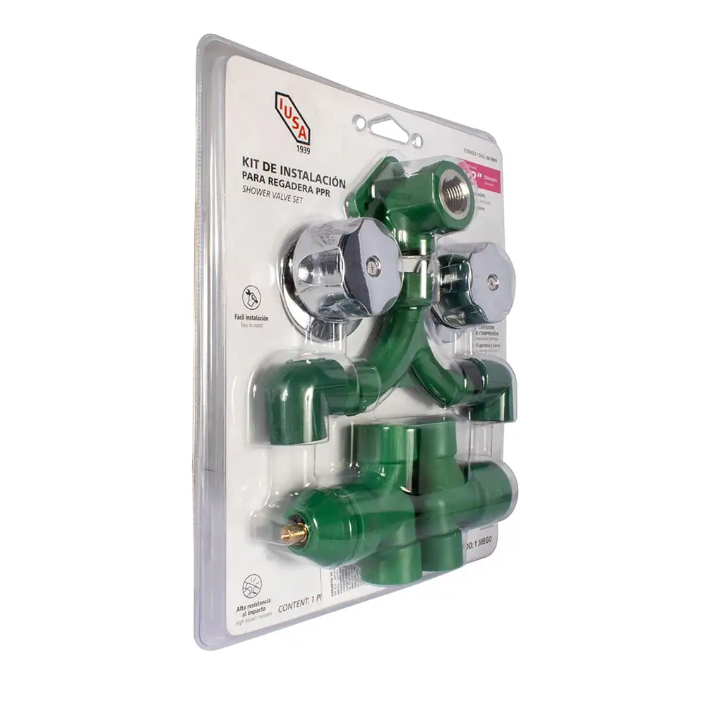 VALVULA DE EMPOTRAR P/REGADERA PPR 1/2" c/maneral y chapeton (30MM) IUSA